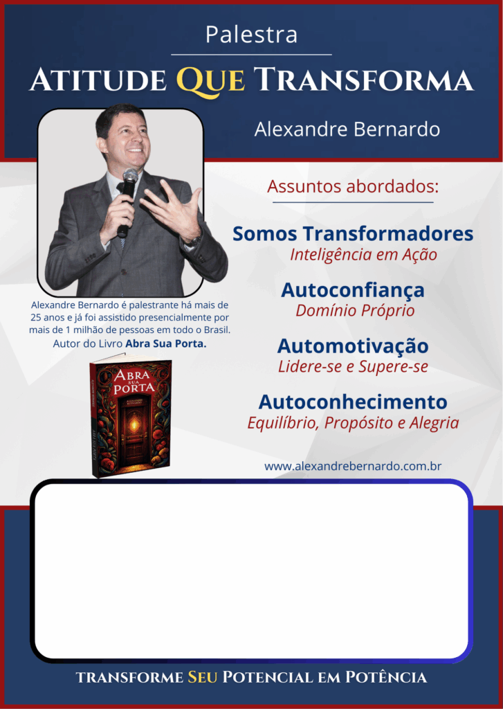 Material de divulgação da palestra atitude que transforma