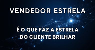 Constelação de pontos de luz conectados, com uma estrela em destaque integrada ao conjunto, representando colaboração e alto desempenho em equipe de vendas